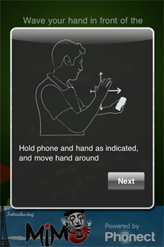Phonect iPhone screenshot - holding instructions
