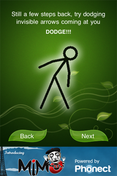 Phonect iPhone screenshot - dodging in front of the device