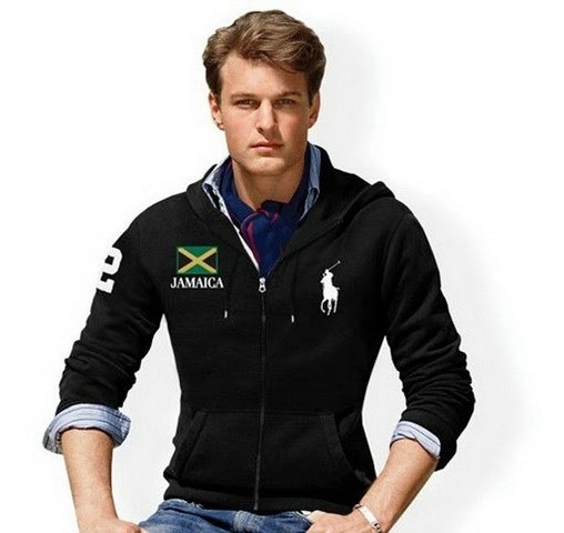 Men's RL Full-Zip Jamaica Flag Big Pony hoodie in Black, ralph lauren polo outlet,ralph lauren shirt,Outlet