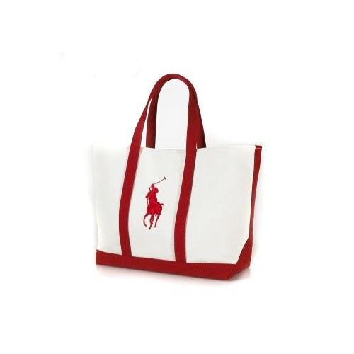 Ralph Lauren Women's Canvas Tote in White/Red, polo ralph lauren cheap,ralph lauren t shirt,official online website,Ralph-Ralph Lauren bag Top Designer, Ralph-Ralph Lauren bag New Trend, Ralph-Ralph Lauren bag Large Collections