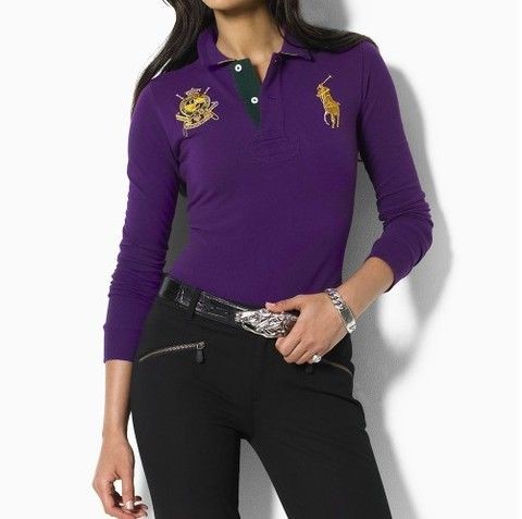 Women's Long-Sleeved Skinny Polo Shirt in Purple, polo ralph lauren for sale,ralph by ralph lauren sunglasses,Sale USA Online,Ralph Lauren-Women's Ralph Lauren-Polo shirts Top Designer, Ralph Lauren-Women's Ralph Lauren-Polo shirts New Trend, Ralph Lauren-Women's Ralph Lauren-Polo shirts Large Collections