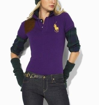 Women's Big Pony Leather Patch Polo Shirt in Studio Purple, ralph lauren sale,cheap ralph lauren,retail prices,Ralph Lauren-Women's Ralph Lauren-Polo shirts Top Designer, Ralph Lauren-Women's Ralph Lauren-Polo shirts New Trend, Ralph Lauren-Women's Ralph Lauren-Polo shirts Large Collections