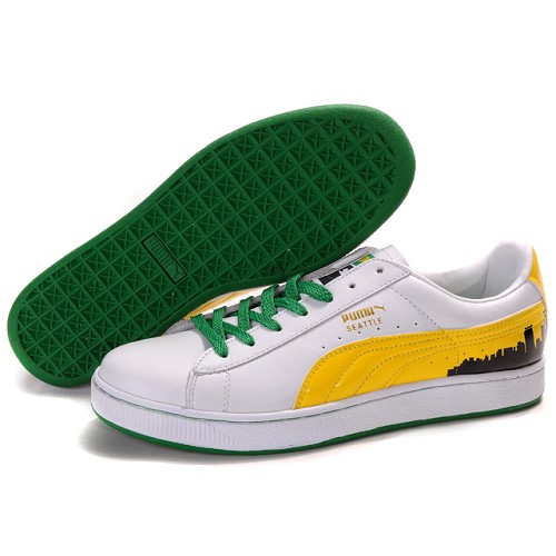 Puma Suede Fat Lace In White-Yellow-Green,puma suede classic,collection,-Mens Puma Suede shoes Top Designer, -Mens Puma Suede shoes New Trend, -Mens Puma Suede shoes Large Collections