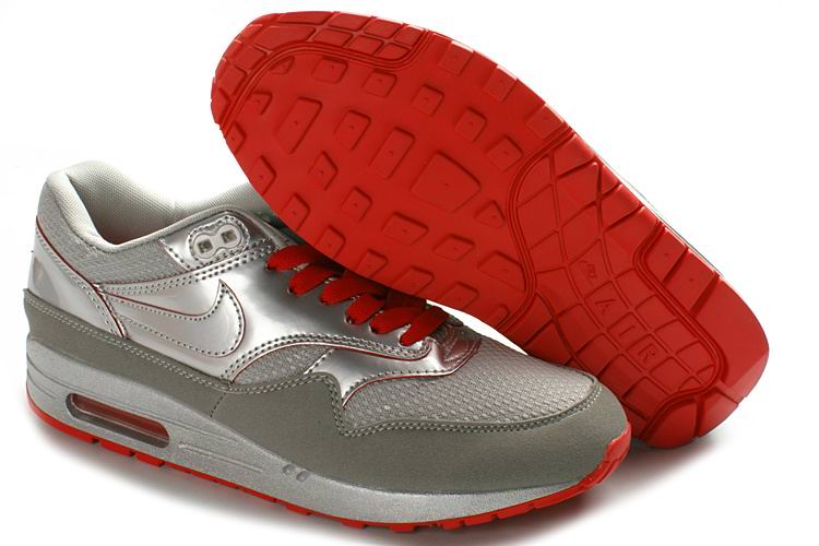 Nike Various Styles - Nike Air Max 1 Mens Gray Silver Sport Red,nike clearance shoes,Hottest New Styles,Nike-Nike-Nike Air Max 1 Top Designer, Nike-Nike-Nike Air Max 1 New Trend, Nike-Nike-Nike Air Max 1 Large Collections