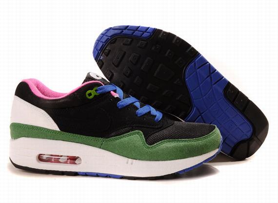 Nike Air Max 1 Mens Black Blue Green Pink - Nike The Most Fashionable,nike free 5.0,worldwide shipping,Nike Top Designer, Nike New Trend, Nike Large Collections