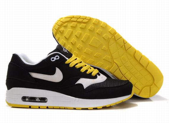 Nike Well-known For Its Fine Quality - Nike Air Max 1 Mens Black White Yellow,nike huarache cleats,official online website,Nike-Nike-Nike Air Max 1 Top Designer, Nike-Nike-Nike Air Max 1 New Trend, Nike-Nike-Nike Air Max 1 Large Collections